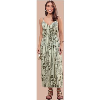 Vestido Midi Ícone Fashion Bossa Estampa Jardim Atlântico