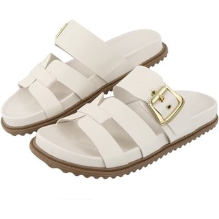 Papete H Rasteira Sandalia Confort Fivela Ver\u00e3o Agnes Veronez Off White