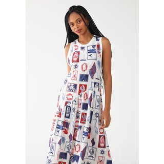 Vestido FARM Longo Cropped Tropical Vintage Branco