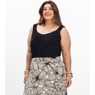 Blusa De Alça Feminina Plus Size Secret Glam Preto