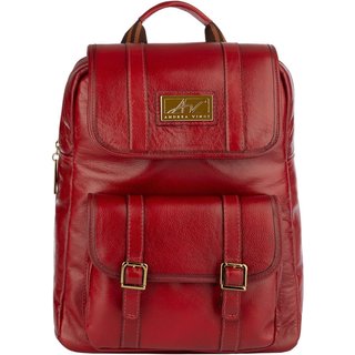 Mochila de couro liso Trip - Vermelho