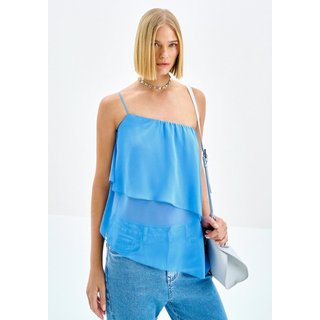 Blusa Ombro Só em Chiffon com Babado