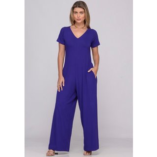 Macacão Pantalona M/C Bolsos B’Bonnie Esther Roxo