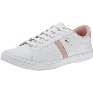 Tênis Lóris Shoes Casual Feminino Branco Cadarço Elástico Leve e Confortável Calce Fácil 28-040 Branco / Flamingo