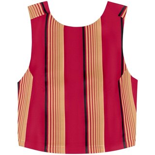 Blusa Curta Estampada Em Algodão Com Decote Posterior