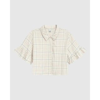 Camisa Cropped Feminina Manga Com Babado Em Viscose