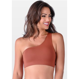 Top Cropped Summer Soul Sem Bojo Um Ombro Só Marrom