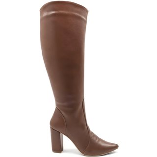 Bota Feminina Country Cano Longo Salto Grosso Flor da Pele 1818 Cacau