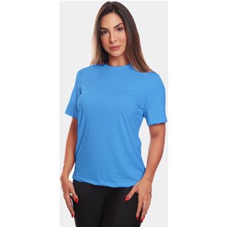 Camiseta Feminina Dry Fit Básica Lisa Proteção Solar UV Térmica Blusa Academia Esporte Camisa Azul Claro