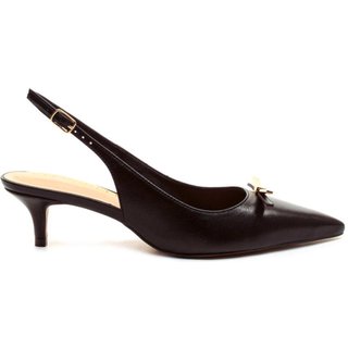 Slingback Couro Preto Salto Baixo Cecconello 2629013-1