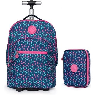 Infantil - Mochila De Rodinha E Estojo De Spector Juvenil Feminina Espaçosa
