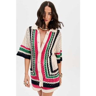 Camisa Alongada Tricô Manga Curta Lança Perfume
