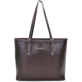 Bolsa Feminina Moncci Grande Ombro Forrada Fivela Roma Café