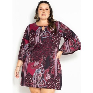 Vestido Com Mangas Flare Plus Size Arabescos Marguerite