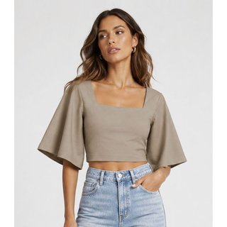 Blusa Feminina Com Manga Sino Infinita Cor Marrom