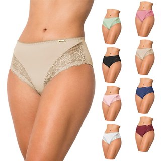 Kit 6 Tangas Gabi Lingerie Cintura Alta Detalhes em renda nas laterais Forro 100% Algodão Confortável