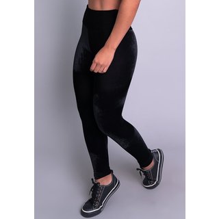 Calça Legging MVB Modas Cintura Alta Veludo Molhado Preto
