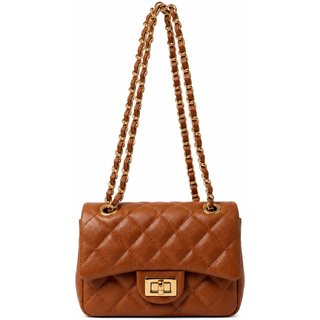 Bolsa Feminina Couro Legítimo Caramelo Vittal Cecilia Design Matelassê Delicada Elegante