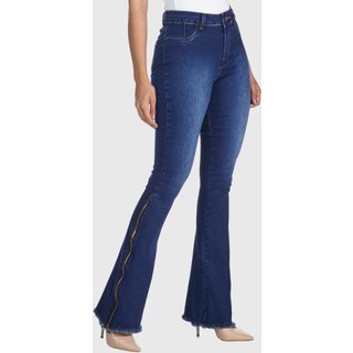 Calça Jeans HNO Jeans Flare Com Barra Desfiada Azul