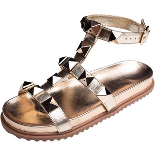 Sandalia Papete Rasteira Feminina Ouro Light Piramide Tellini Store
