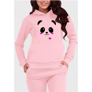 Blusa de Frio Moletom Canguru Flanelado Benellys Panda Rosa