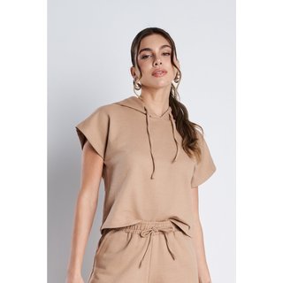 Blusa Cropped MeuJeans Essenza Moletinho Terra