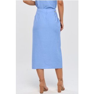 Saia Midi PKS Alfaiataria Em Viscose Azul