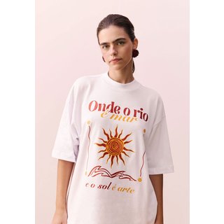 Camiseta CaCay Reta Rio é Mar Off-White