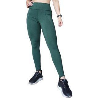 Calça Legging Plus Size Heide Ribeiro Super Silver Bolso Verde Militar