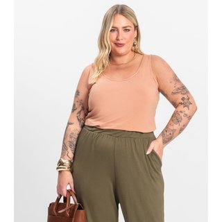 Regata Feminina Plus Size Secret Glam Marrom