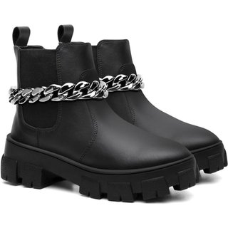 Bota Chelsea Feminina Corrente Onix Estilosa