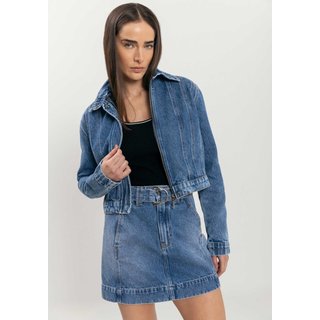 Saia Jeans Curta Com Cintura Alta E Cinto