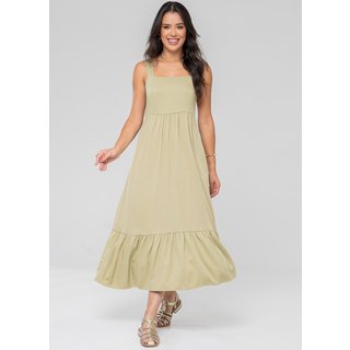 Vestido Aura Tuane Sarjado Liso Verde