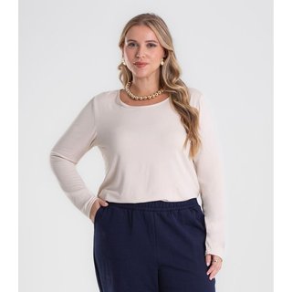 Blusa Manga Longa Viscotorcion Secret Glam Bege