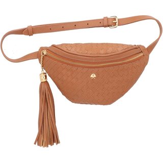 BOLSA PEQUENA EM COURO CARAMELO TRESSÊ COM FRANJA