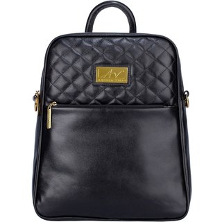 Mochila de couro liso Lune - Preto
