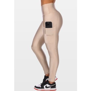 Calça Legging Fitness Cirrê Summer Soul Com Bolso Bege