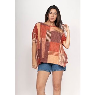 Blusa Amazonia Vital Ampla Malha Morcego Manga Curta Tramas do Sol