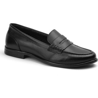 Sapato Mocassim Feminino Couro Legitimo Sola De Borracha Preto