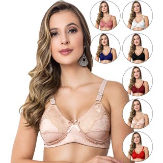 Kit 5 Sutiãs Gabi Lingerie Rendados Soutien Reforçado Compressão Sem Bojo Atacado Multicolorido