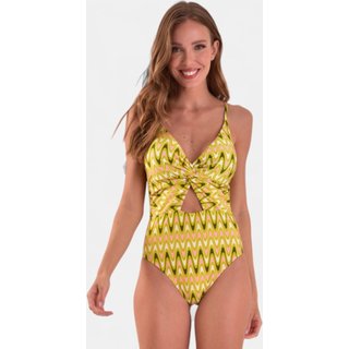 Maiô Areia Branca Baly Transpassado Zig Zag Verde