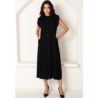 Vestido Chemise Midi Botões M/C B’Bonnie Sienna Preto