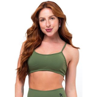 Top Fitness Nadador Alça Sustentação Feminino Poliamida Academia - Verde Militar