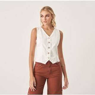 Colete Jeans Recortes Decote V