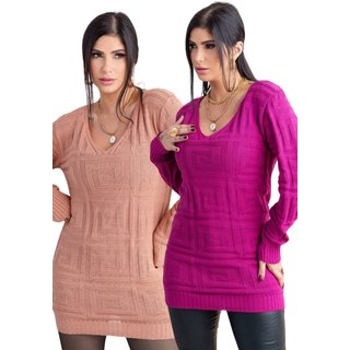 Kit 2 Camisão Feminino Trico Pletora Veste Leg Bege e Fucsia