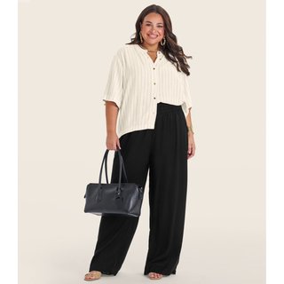 Calça Pantalona Plus Size Secret Glam Preto