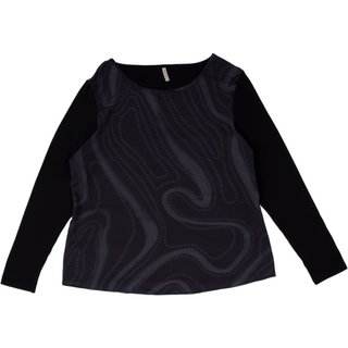 Blusa Feminina Habana Plus Size Manga Longa Estampada Preto