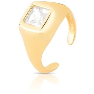 Infantil - Anel Mindinho Cristal Quadrado Semijoia Banhado a Ouro 18K Ania Store