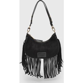 Bolsa Média Feminina Santa Lolla Franjas Preta