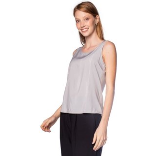 Blusa Feminina Cativa Regata Detalhe Frontal Cinza/Branco